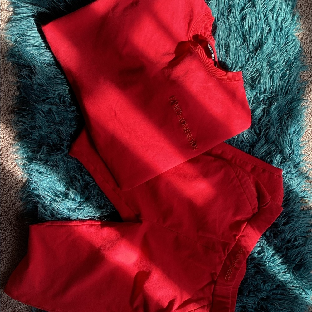 Fancy Homebody Red Women's Legging Sweat Set